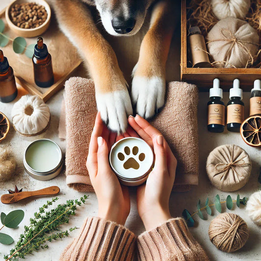 Patas de perro hidratadas con bálsamo natural en primavera