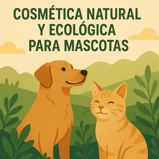 Cosmética natural y ecológica para mascotas: perro y gato rodeados de naturaleza